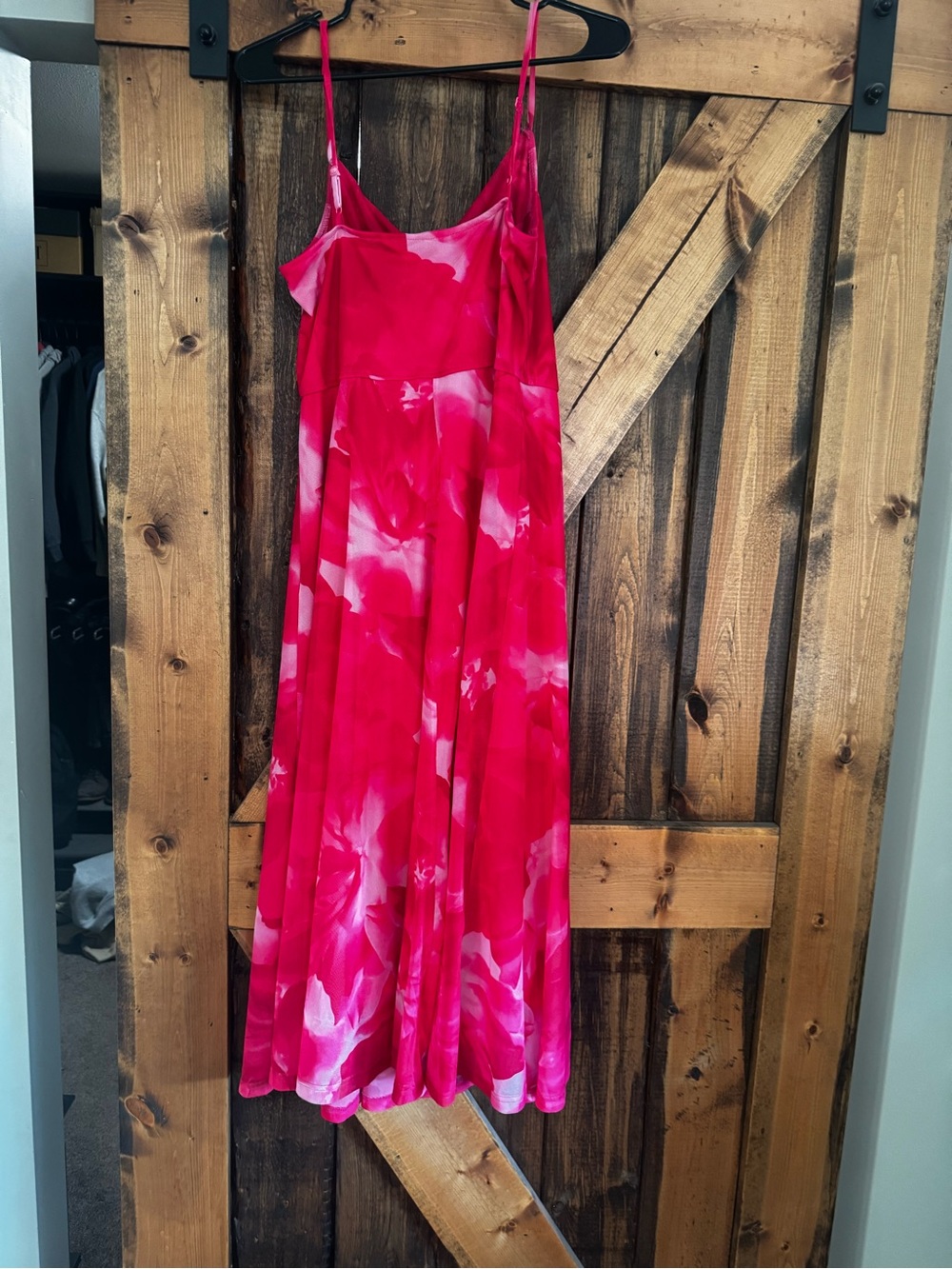 Pink Floral Slip Midi Dress - Women's Summer Dress